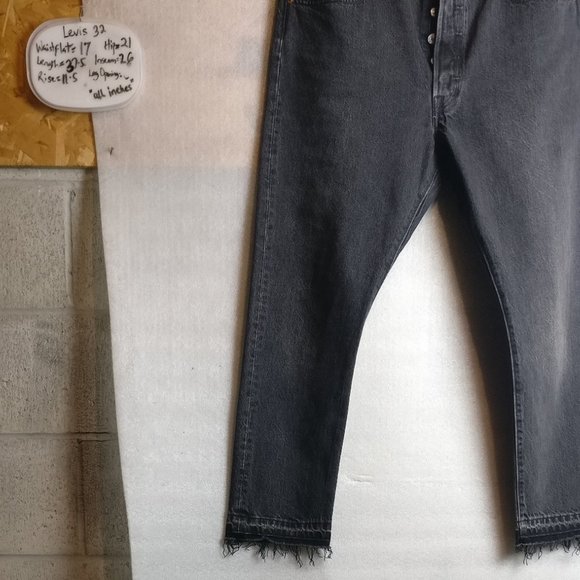 Levi's 501XX Skinny Button Fly HighRise DarkWash Rawhem Jean -w32/Measuremnt - Picture 4 of 10